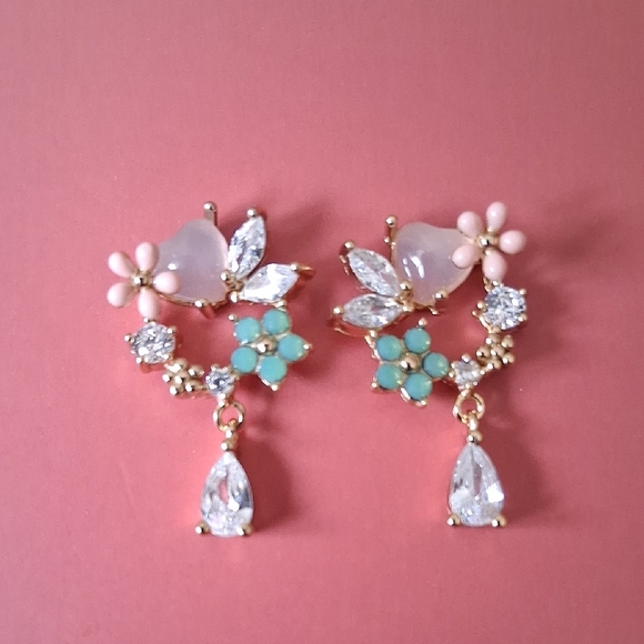 Portuguese Turquoise Floral Earrings NWT - Picture 3 of 5